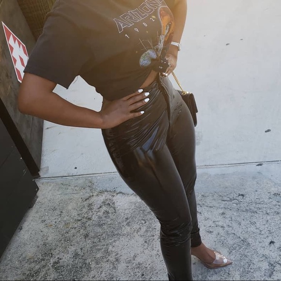 Shiny Black Pants - Picture 3 of 3